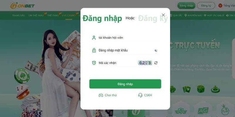 Hướng dẫn đăng nhập tài khoản tại nhà cái Onbet